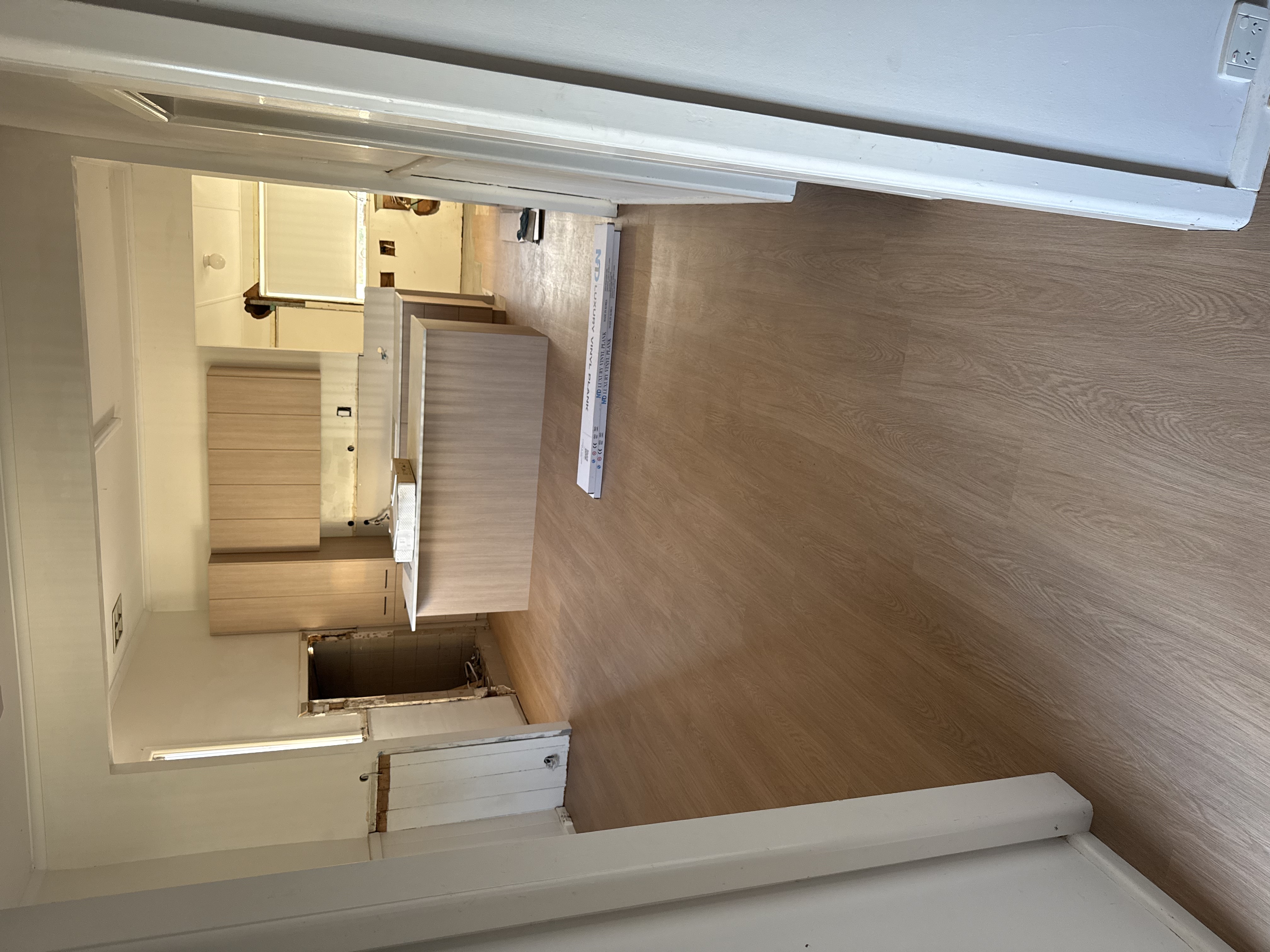 New kitchen flooring, island bench and cabinetry